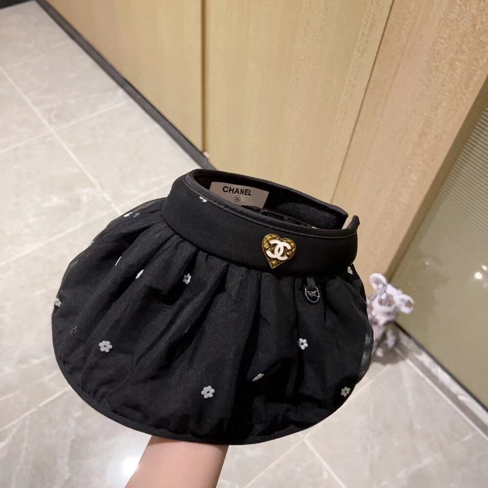 Chanel Tulle Sun Hat with Heart Logo